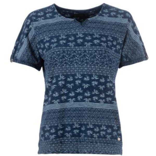 Damen T-Shirt mit floralem Print von in indigoblau, jeans Blau von Soquesto Artikel 6180-504231, Shirt mit kurzem Arm