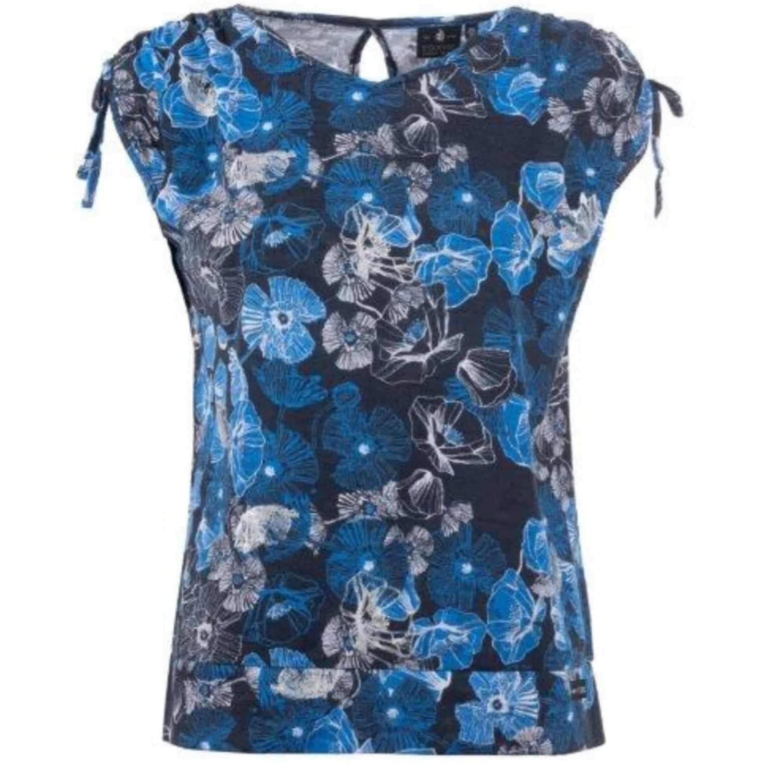 Sommerliches T-Shirt von S'questo in blautönen Artikel mit überschnittenen Schultern 6180-504318 bei Mode Sabine Lemke in Winnenden im Remstal shoppen