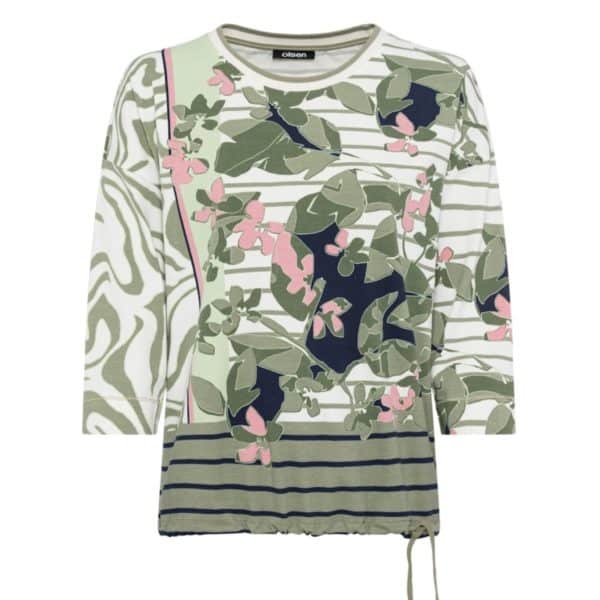 attraktives Sweatshirt für Damen von Olsen Artikel 11104911, blumenprint mit Streifen kombiniert