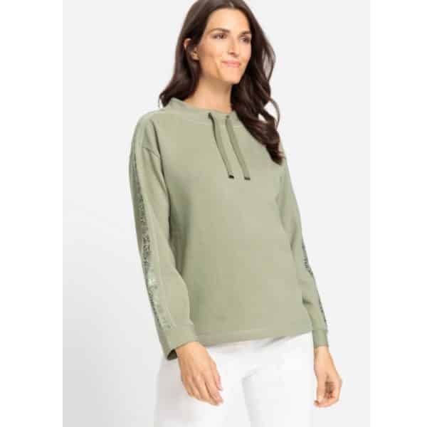 Sweaty für Damen in hellem Olive, Salbei, gerader Schnitt mit langem Arm von Olsen Mode Artikel 11201593