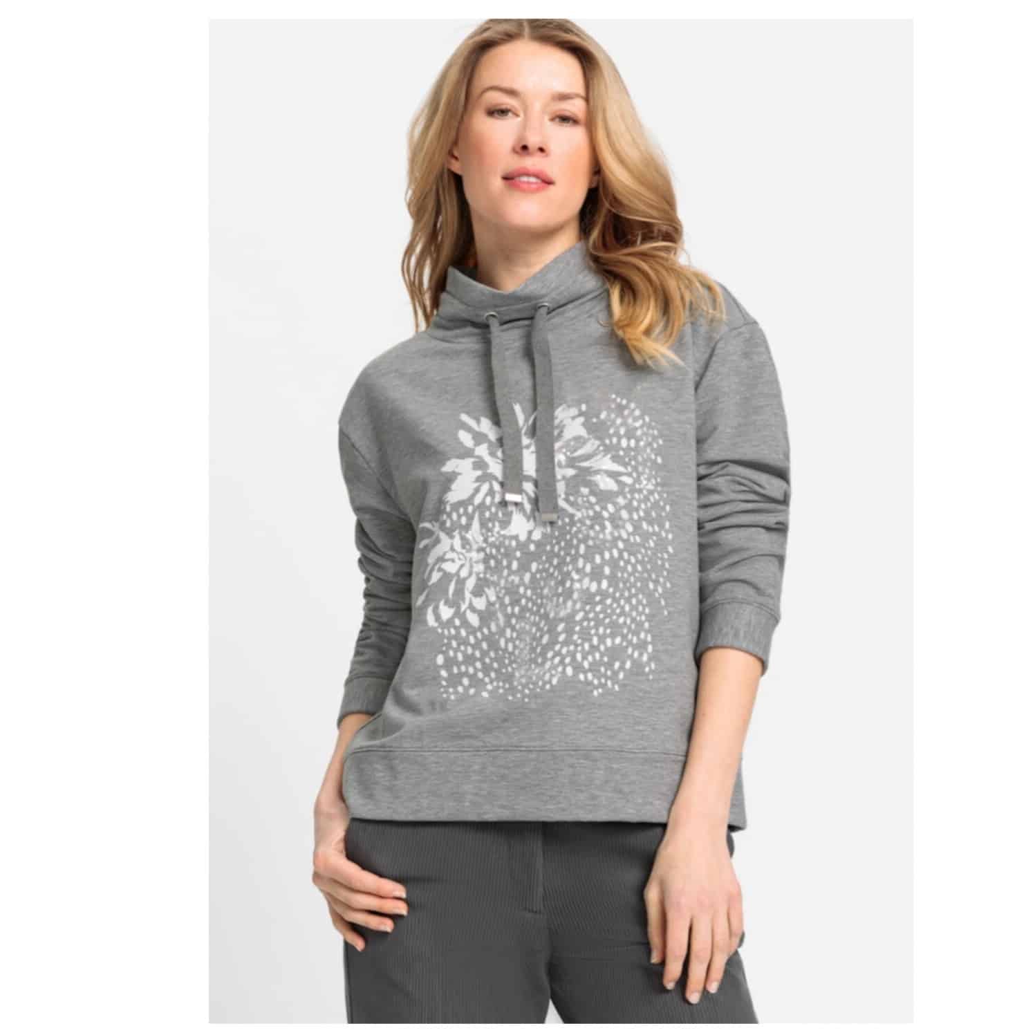 Kuscheliges Sweatshirt in hellgrau mit Frontprint und Pailletten Artikel 11201599 von Olsen Mode bei Mode Sabine Lemke in Winnenden bei Stuttgart oder online shoppen